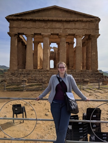 Astrid at a Greek temple in Agrigento